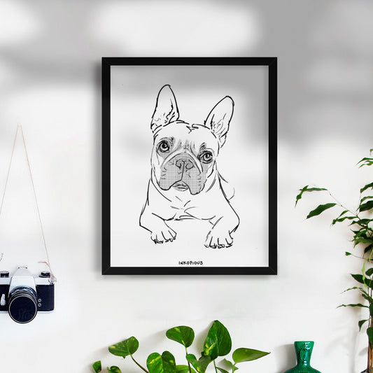 Doodled Buster the French Bulldog Art Print
