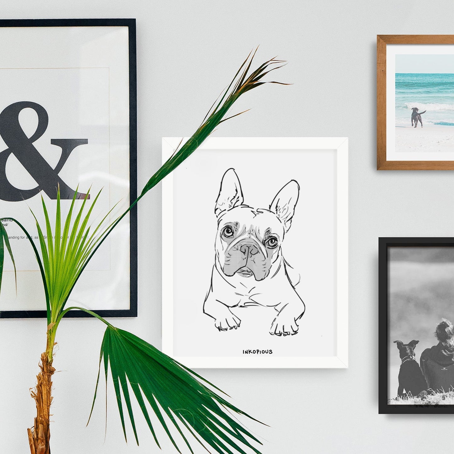 Doodled Buster the French Bulldog Art Print