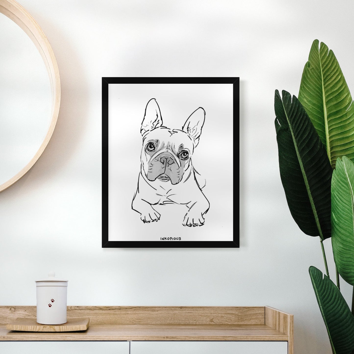 Doodled Buster the French Bulldog Art Print