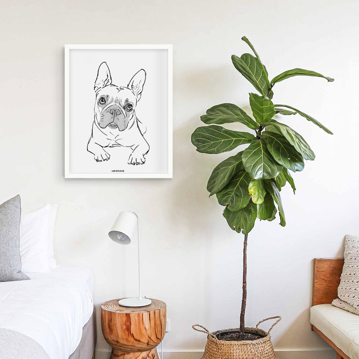 Doodled Buster the French Bulldog Art Print