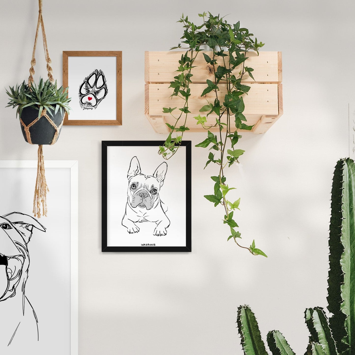 Doodled Buster the French Bulldog Art Print
