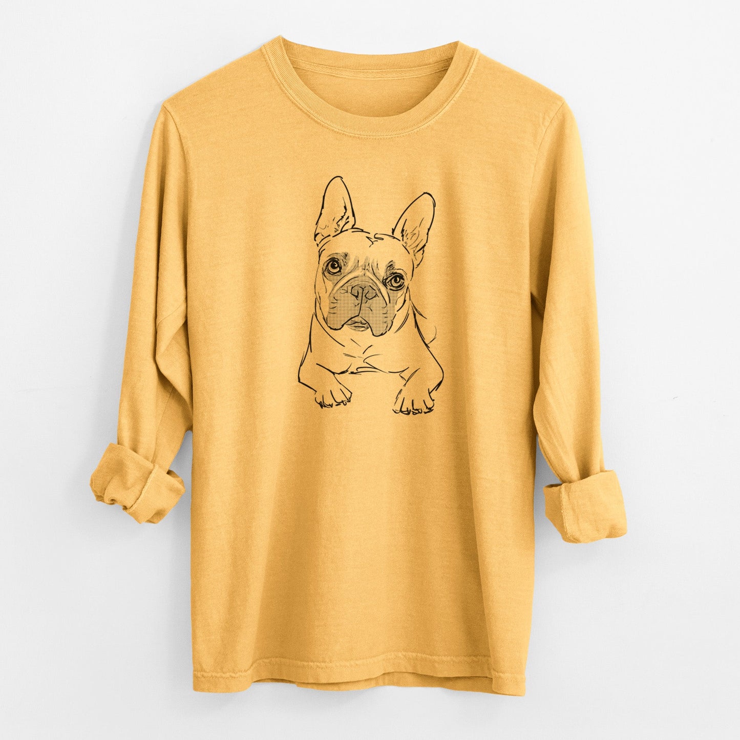 Doodled Buster the French Bulldog - Heavyweight 100% Cotton Long Sleeve