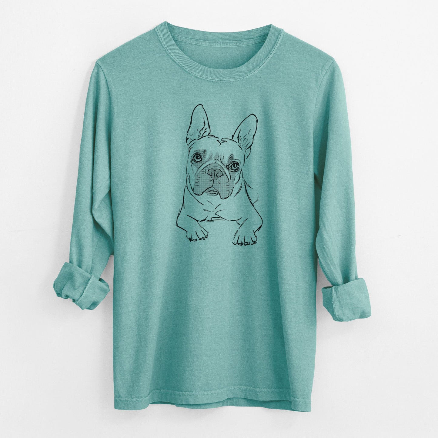 Doodled Buster the French Bulldog - Heavyweight 100% Cotton Long Sleeve