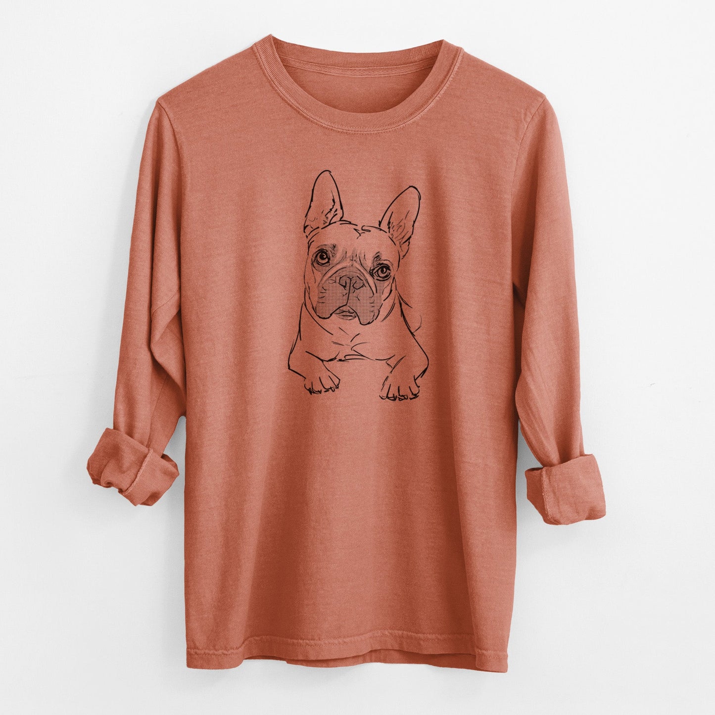 Doodled Buster the French Bulldog - Heavyweight 100% Cotton Long Sleeve