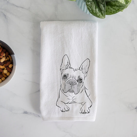 Doodled Buster the French Bulldog Premium Hand Towel