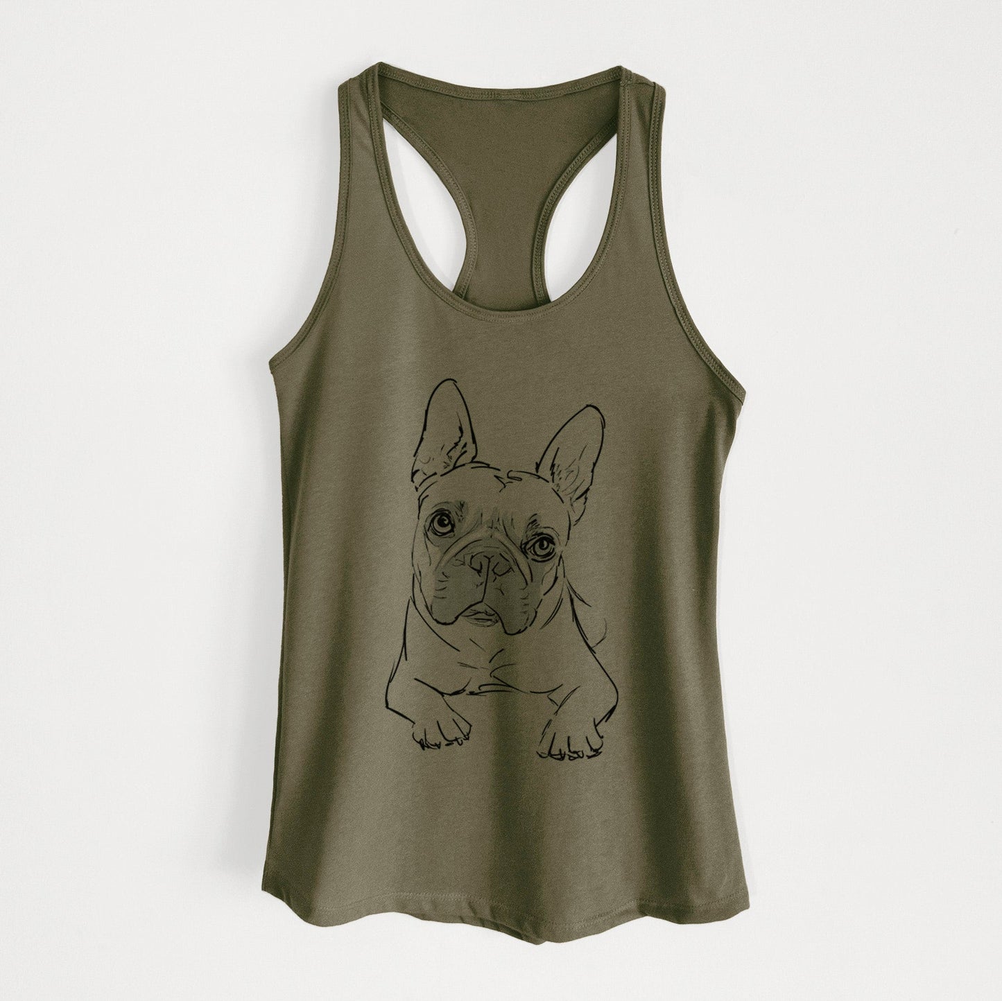 Doodled Buster the French Bulldog - Women's Racerback Tanktop