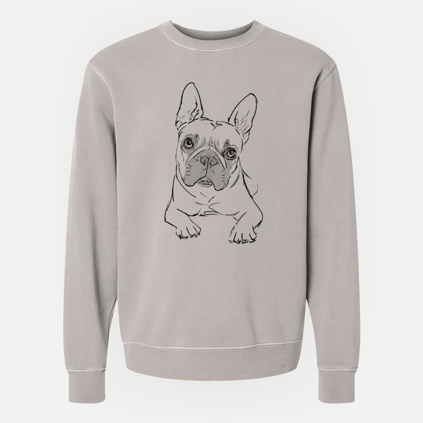 Doodled Buster the French Bulldog - Unisex Pigment Dyed Crew Sweatshirt