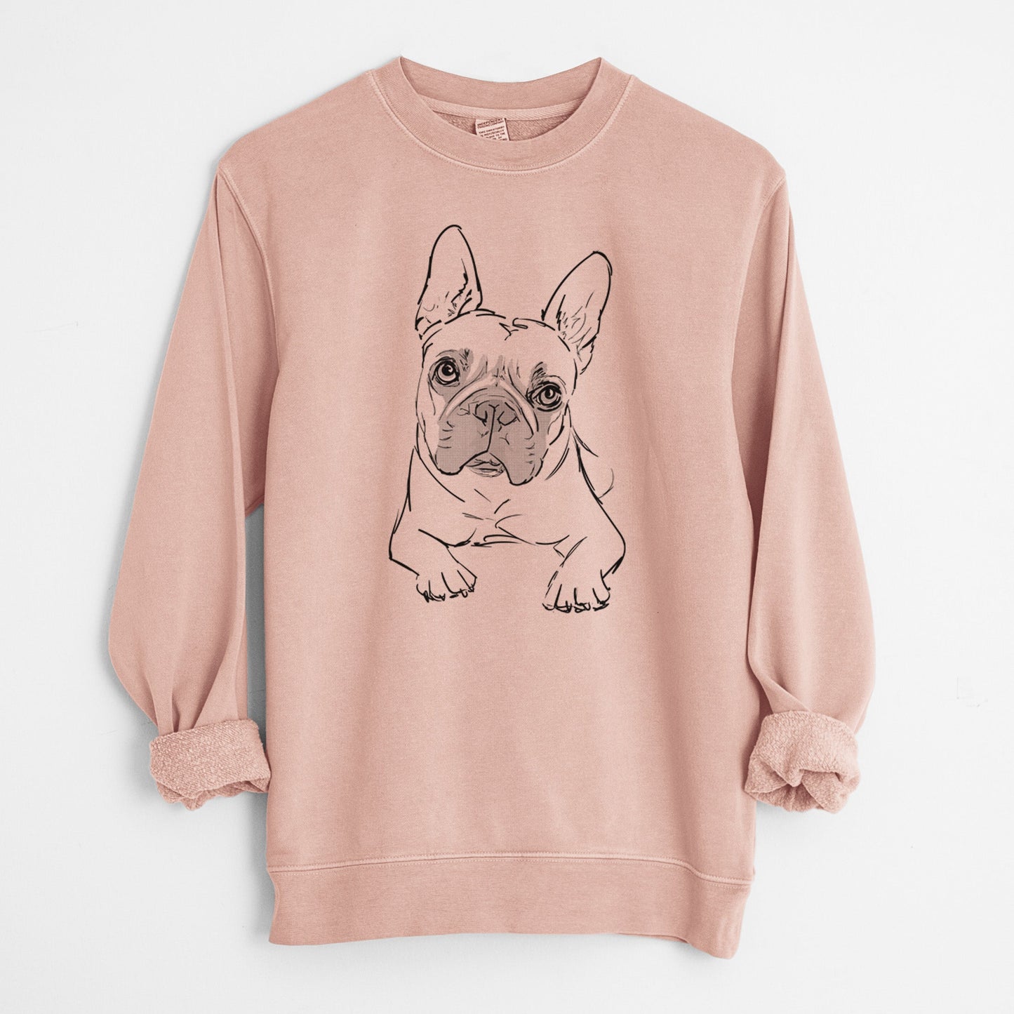Doodled Buster the French Bulldog - Unisex Pigment Dyed Crew Sweatshirt