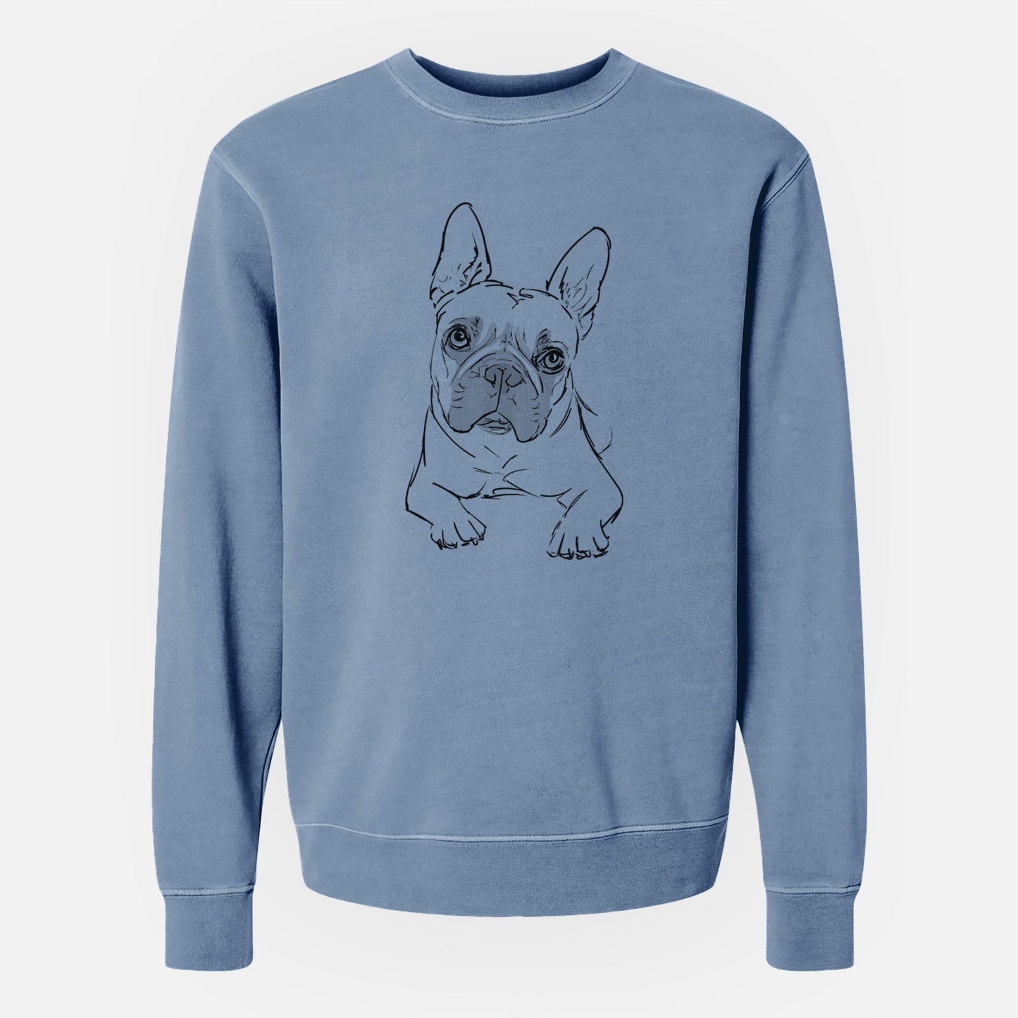 Doodled Buster the French Bulldog - Unisex Pigment Dyed Crew Sweatshirt