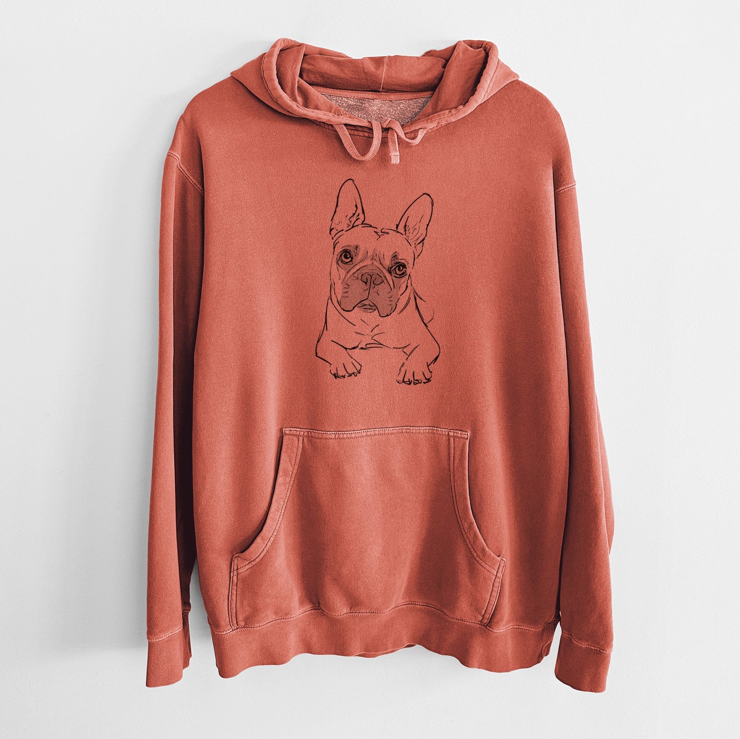 Doodled Buster the French Bulldog - Unisex Pigment Dyed Hoodie