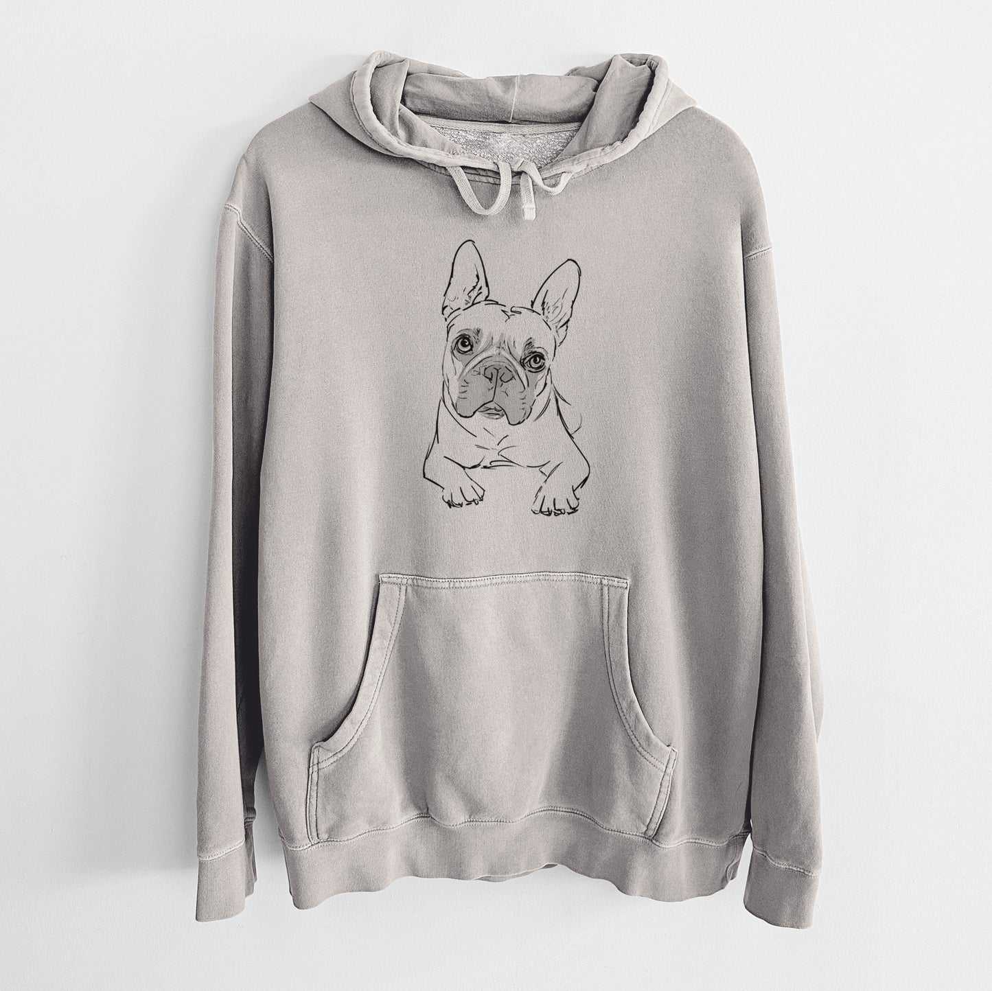 Doodled Buster the French Bulldog - Unisex Pigment Dyed Hoodie