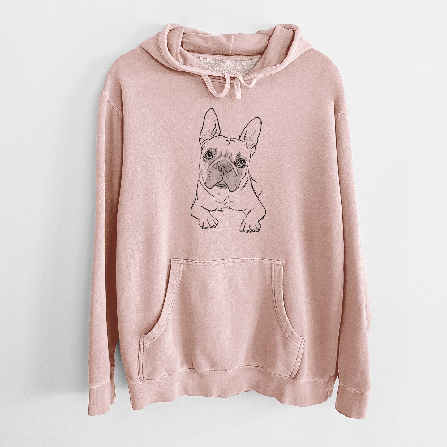 Doodled Buster the French Bulldog - Unisex Pigment Dyed Hoodie