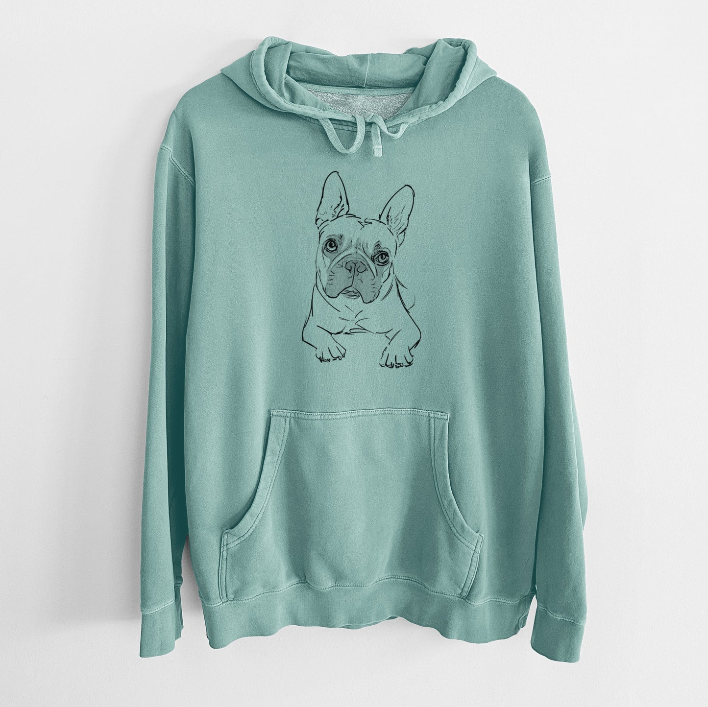 Doodled Buster the French Bulldog - Unisex Pigment Dyed Hoodie
