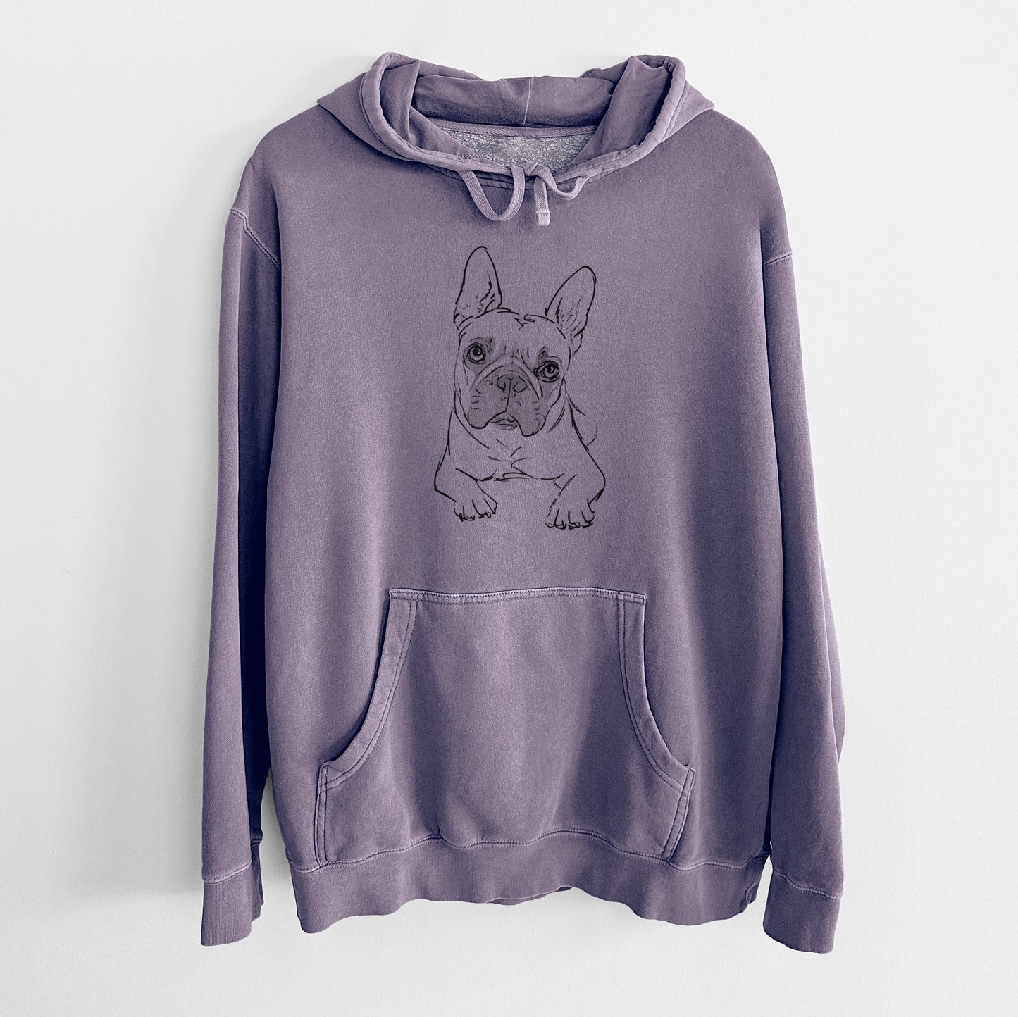 Doodled Buster the French Bulldog - Unisex Pigment Dyed Hoodie