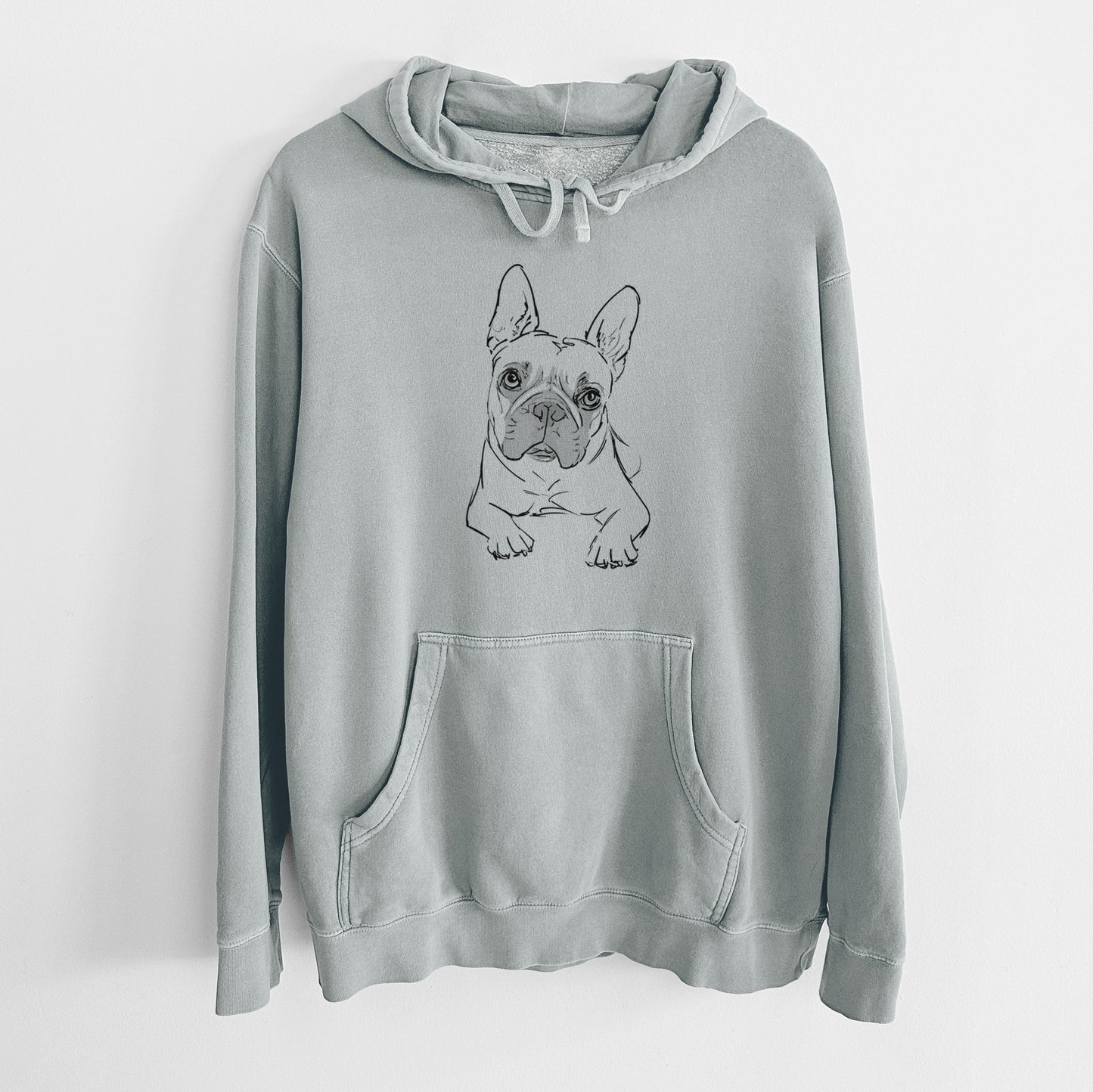 Doodled Buster the French Bulldog - Unisex Pigment Dyed Hoodie