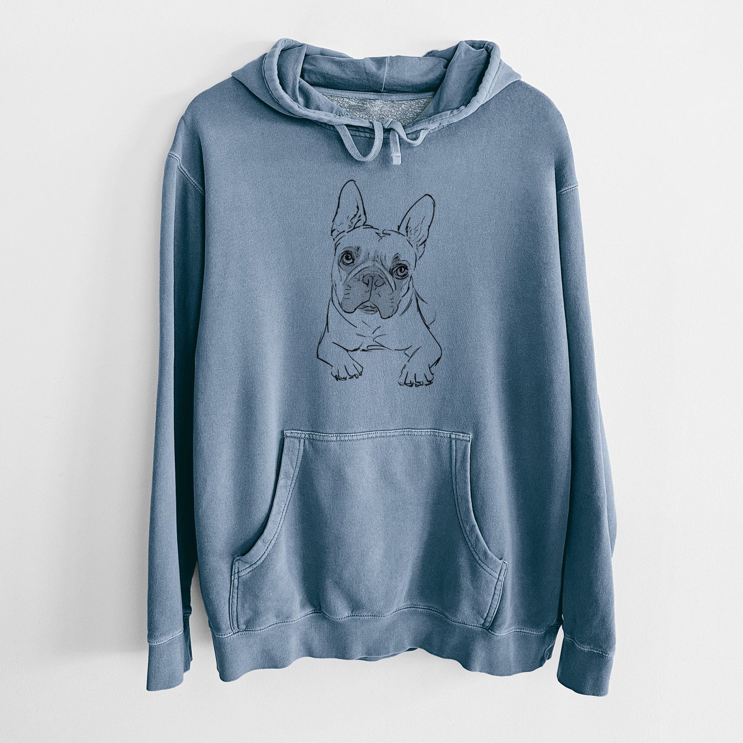 Doodled Buster the French Bulldog - Unisex Pigment Dyed Hoodie
