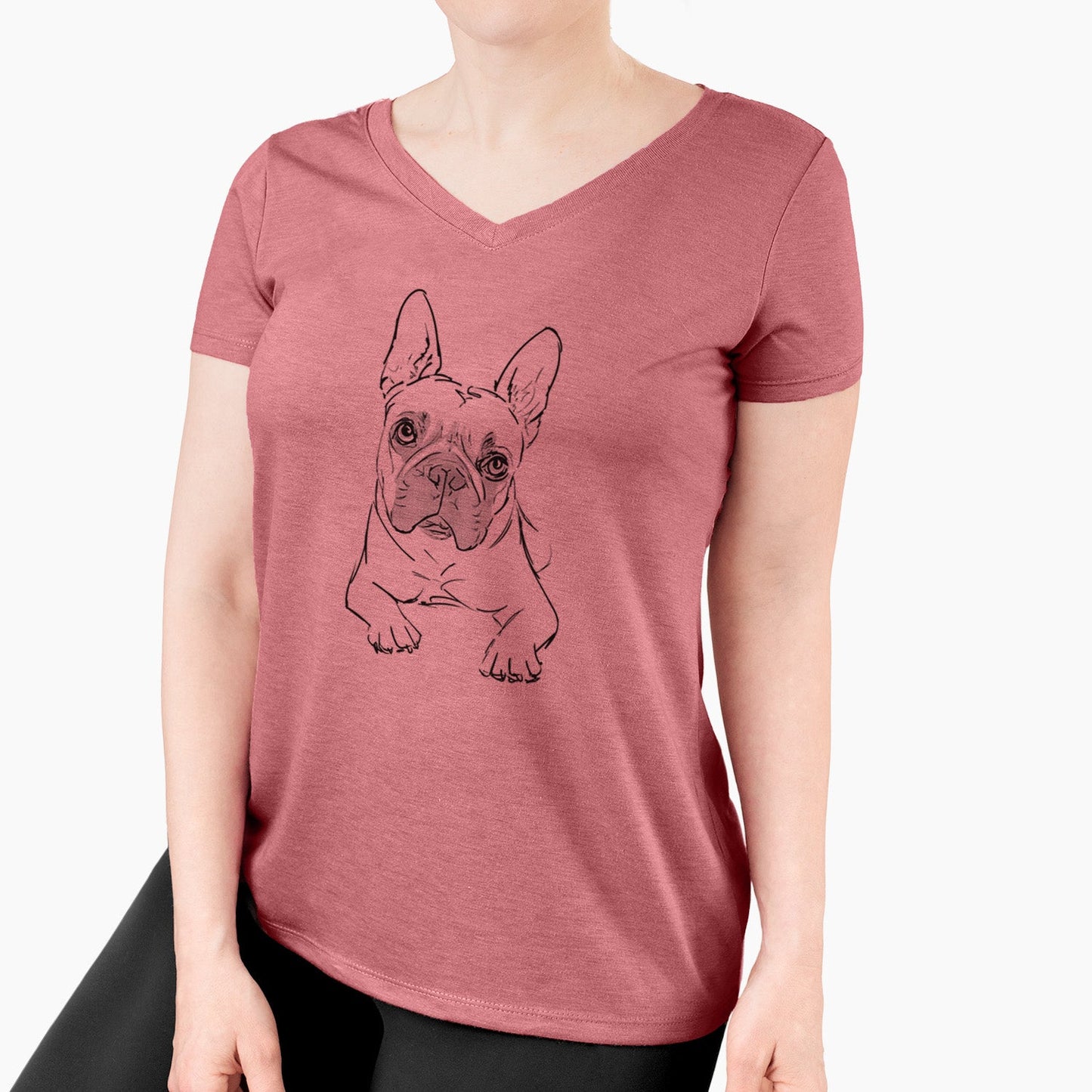 Doodled Buster the French Bulldog - Women's Perfect V-neck Shirt