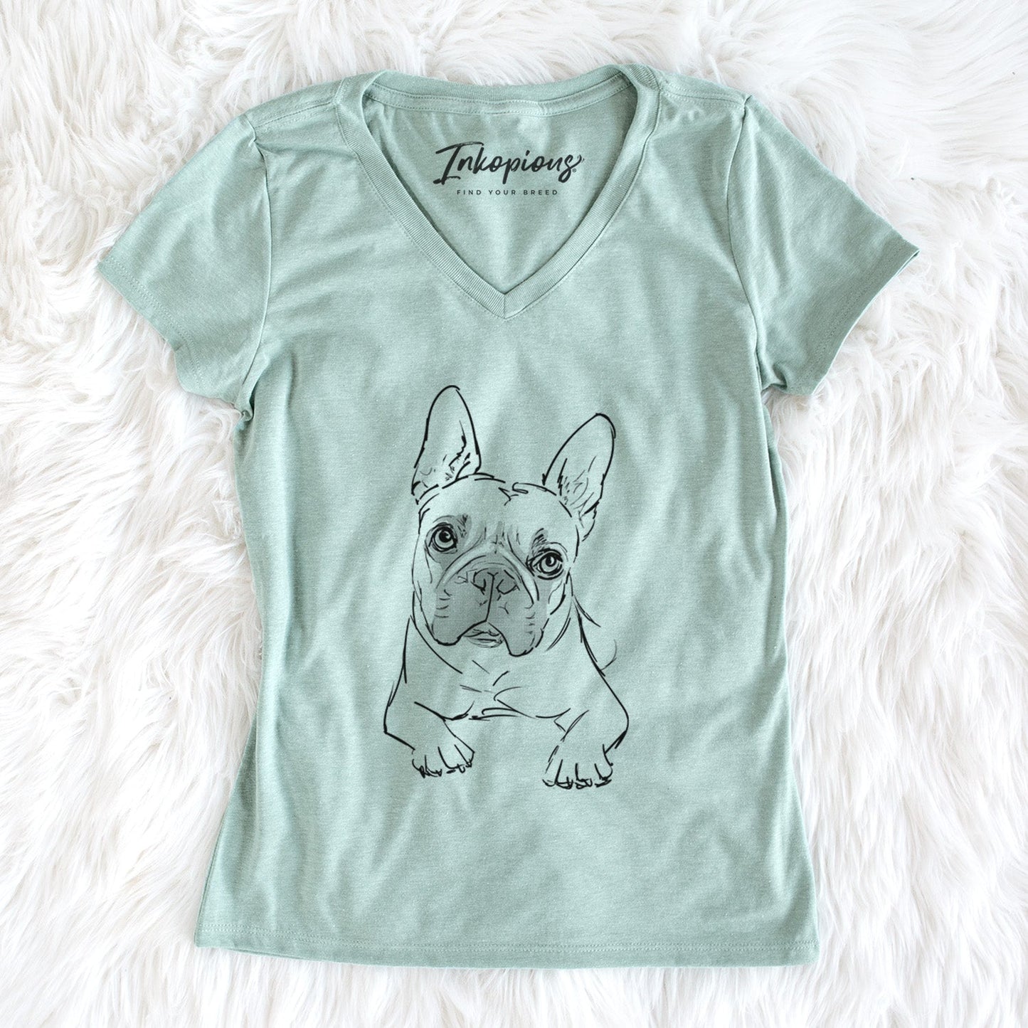 Doodled Buster the French Bulldog - Women's Perfect V-neck Shirt