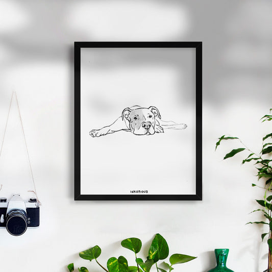 Doodled Harvey the American Staffordshire Terrier Art Print