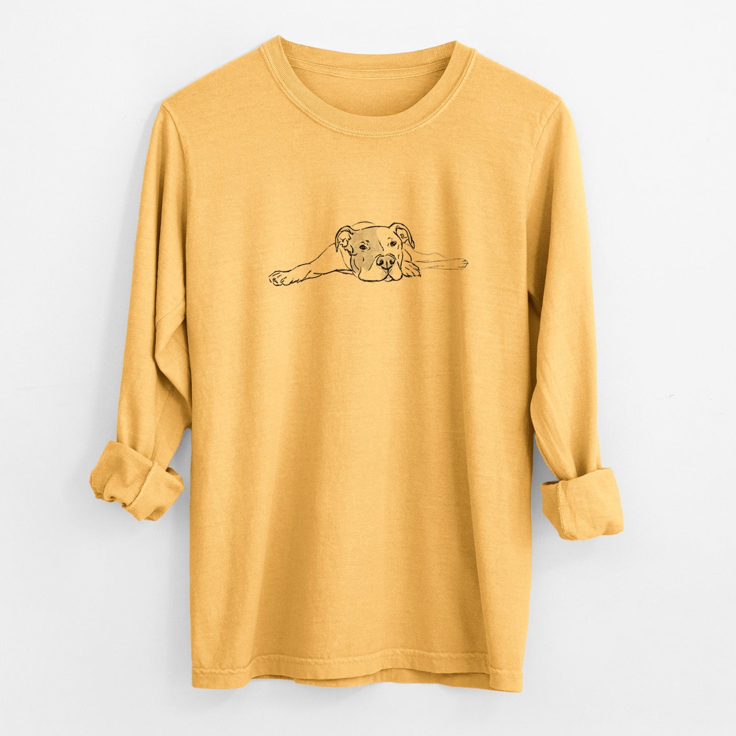 Doodled Harvey the American Staffordshire Terrier - Heavyweight 100% Cotton Long Sleeve