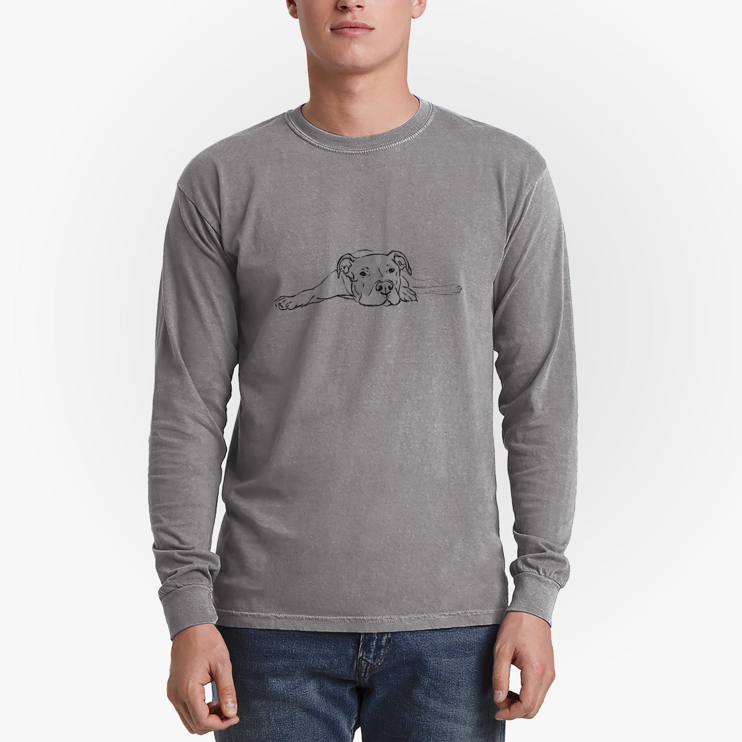 Doodled Harvey the American Staffordshire Terrier - Heavyweight 100% Cotton Long Sleeve