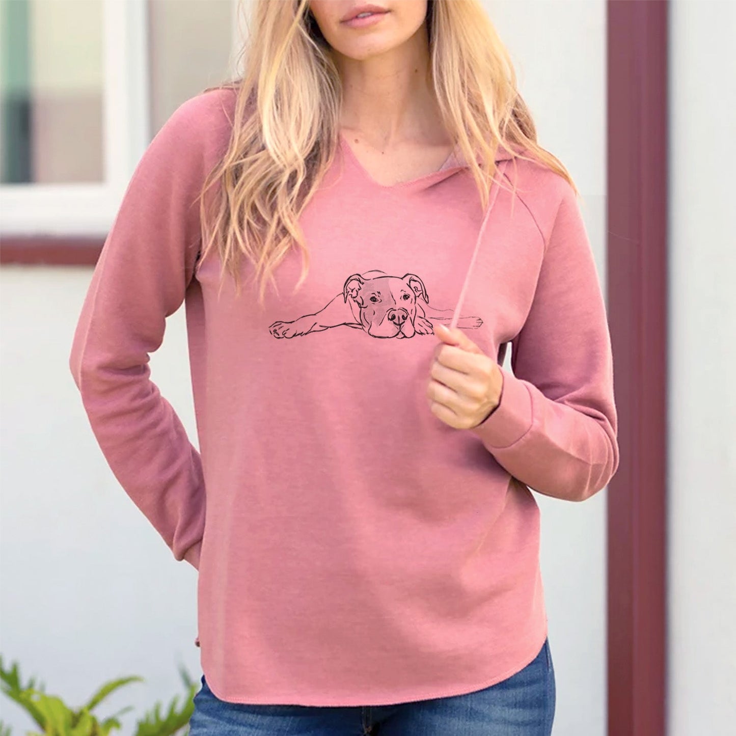 Doodled Harvey the American Staffordshire Terrier - Cali Wave Hooded Sweatshirt