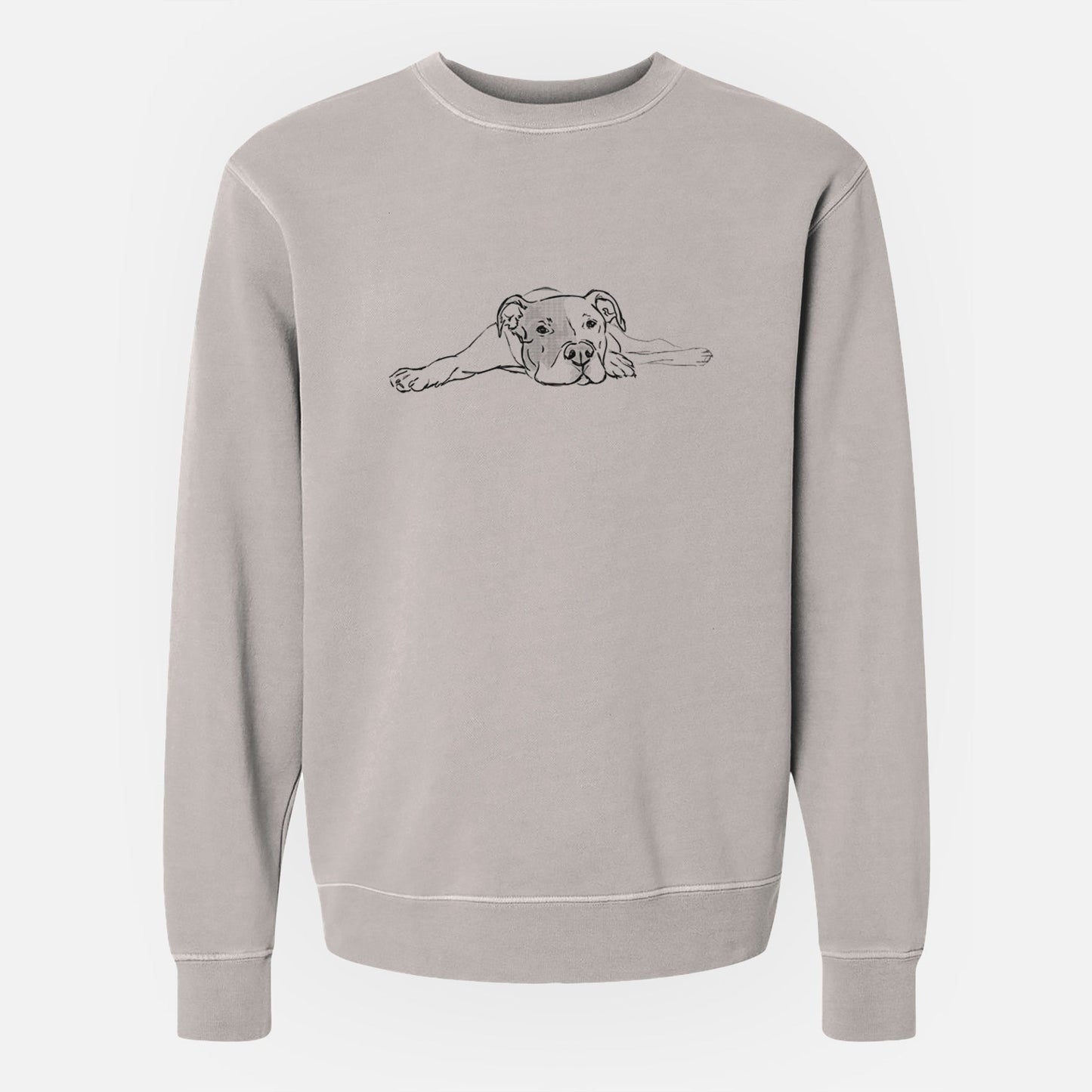 Doodled Harvey the American Staffordshire Terrier - Unisex Pigment Dyed Crew Sweatshirt