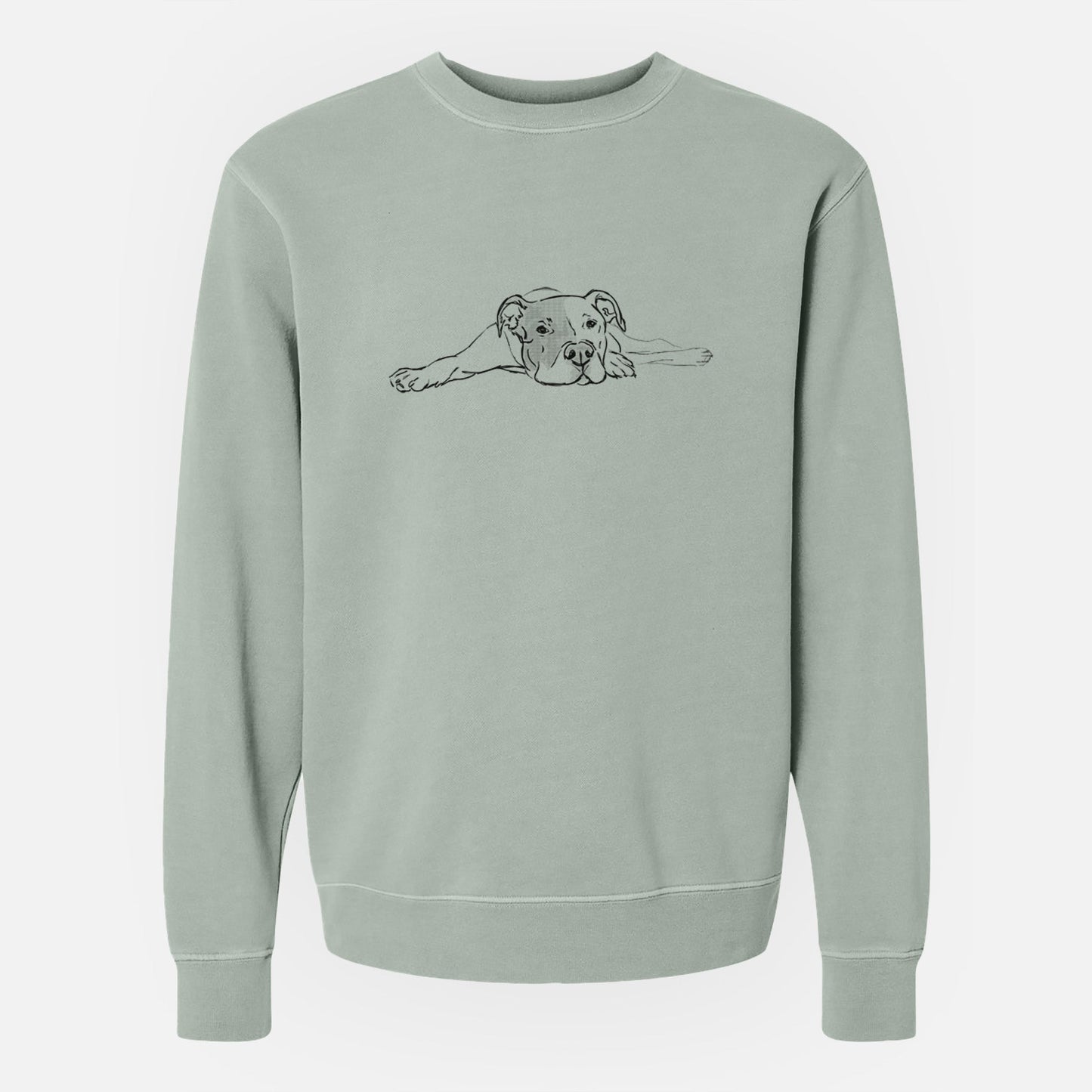 Doodled Harvey the American Staffordshire Terrier - Unisex Pigment Dyed Crew Sweatshirt