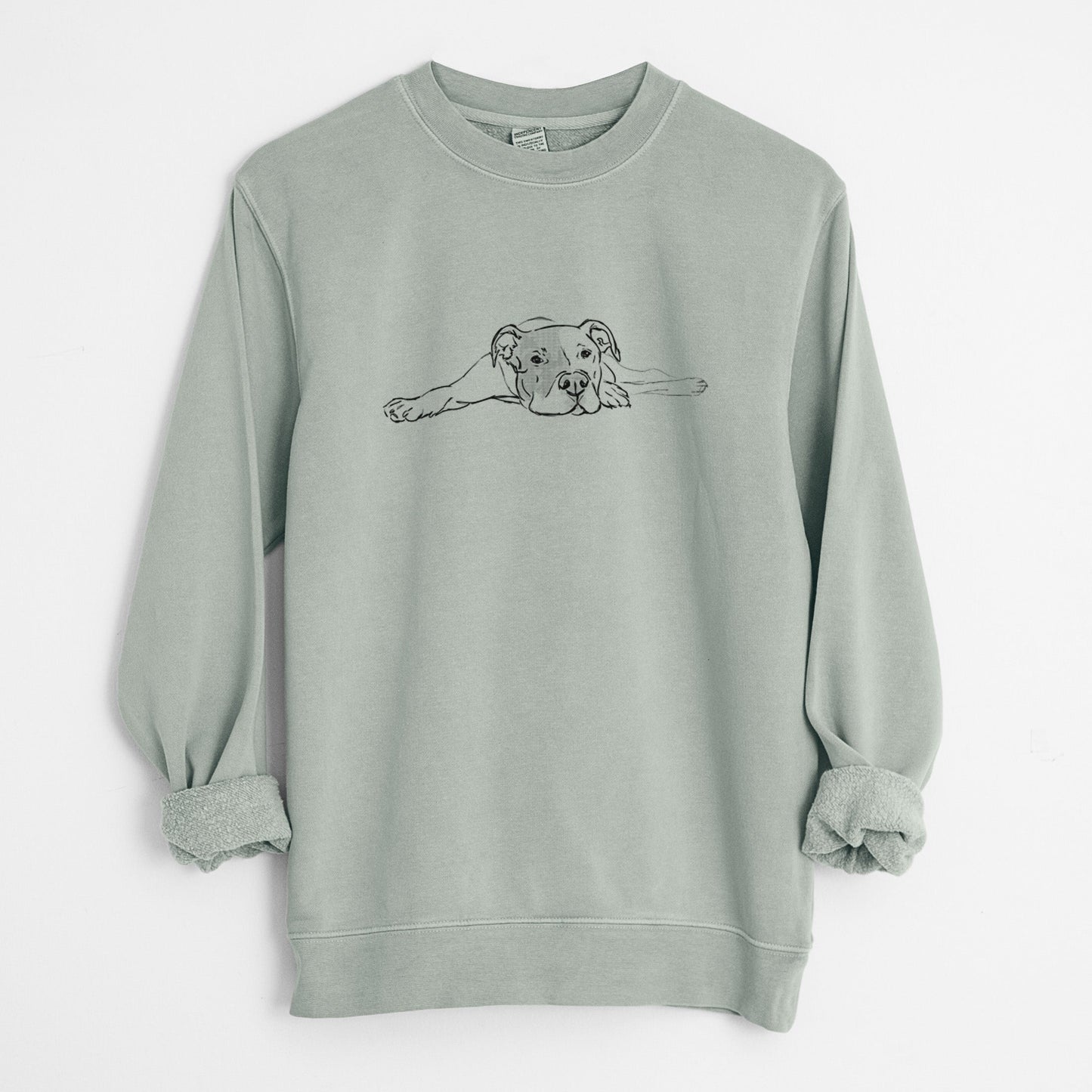 Doodled Harvey the American Staffordshire Terrier - Unisex Pigment Dyed Crew Sweatshirt