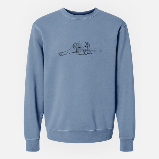 Doodled Harvey the American Staffordshire Terrier - Unisex Pigment Dyed Crew Sweatshirt