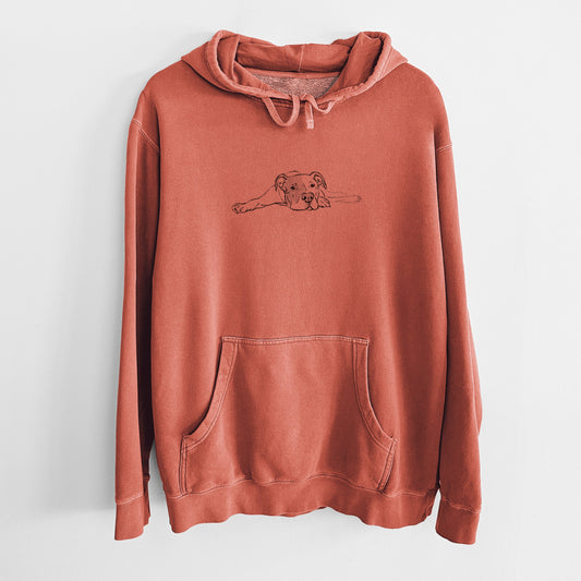 Doodled Harvey the American Staffordshire Terrier - Unisex Pigment Dyed Hoodie