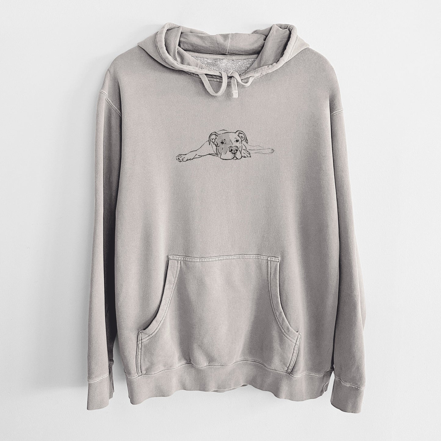 Doodled Harvey the American Staffordshire Terrier - Unisex Pigment Dyed Hoodie