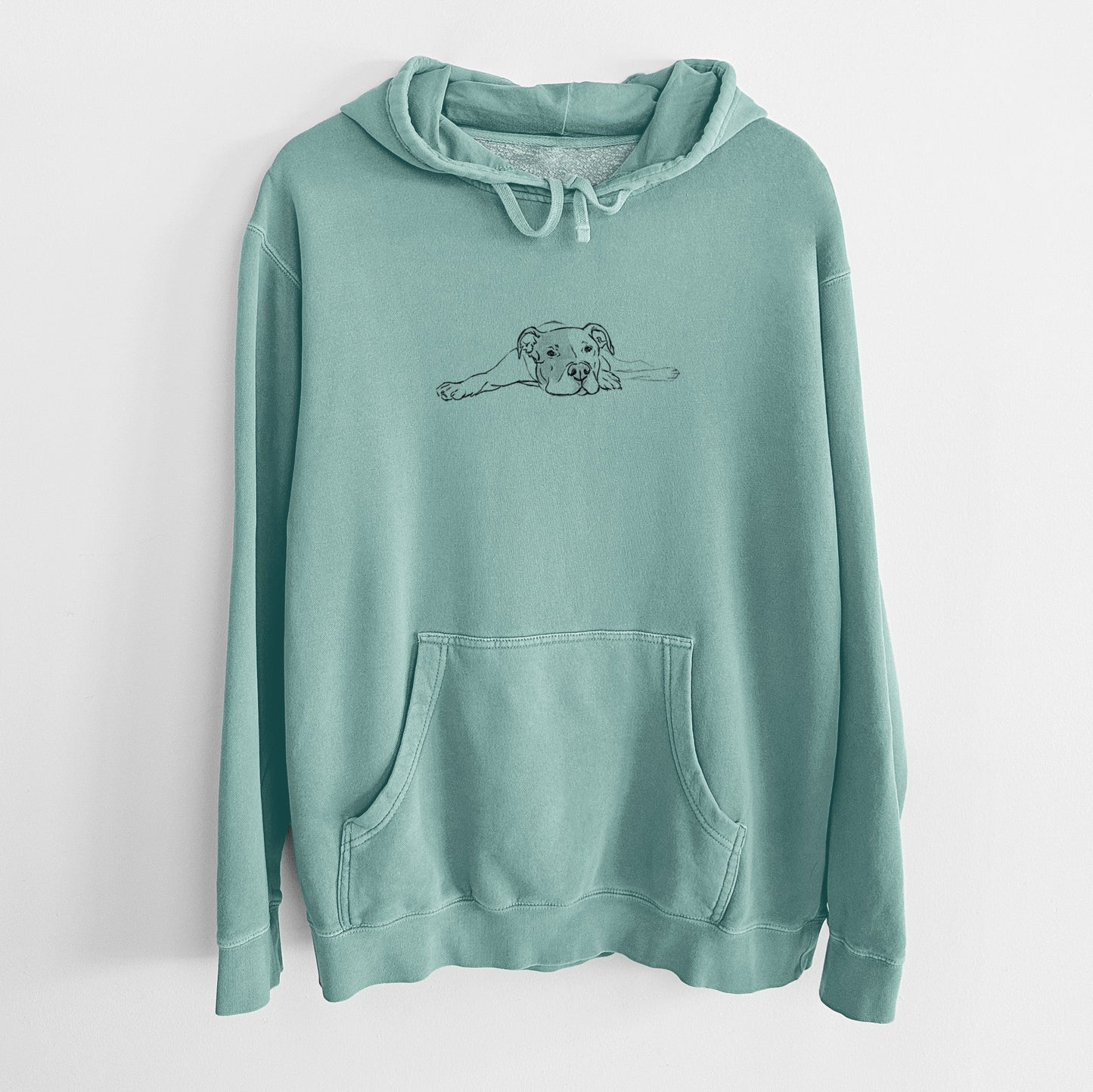 Doodled Harvey the American Staffordshire Terrier - Unisex Pigment Dyed Hoodie