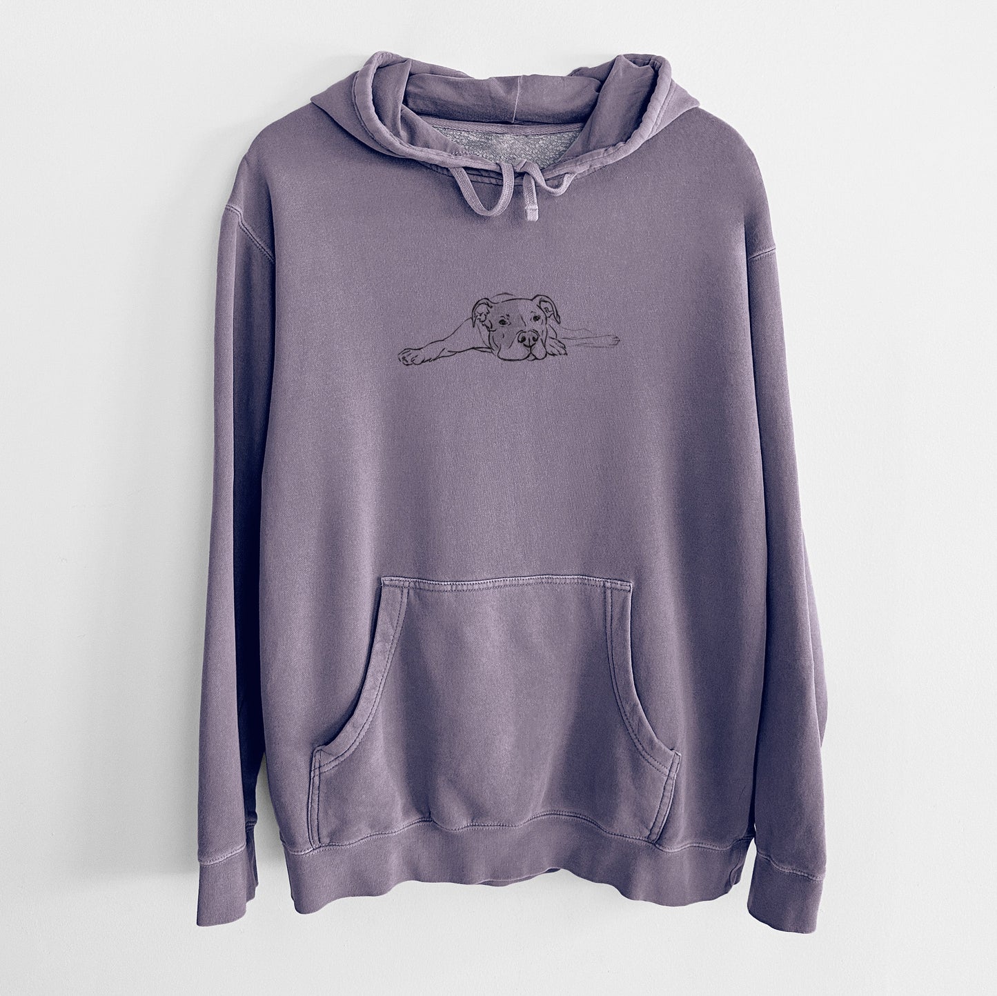 Doodled Harvey the American Staffordshire Terrier - Unisex Pigment Dyed Hoodie