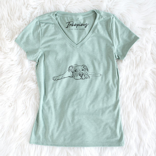Doodled Harvey the American Staffordshire Terrier - Women's Perfect V-neck Shirt