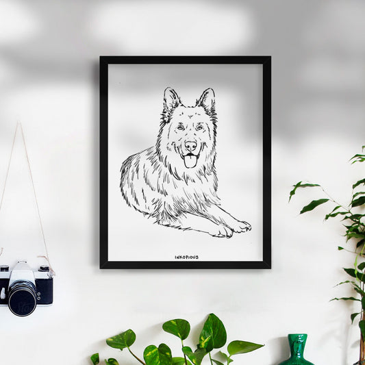 Doodled Jaxs the German Shepherd Art Print
