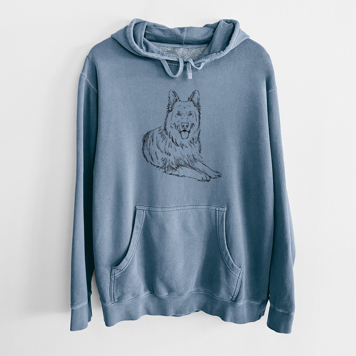 Doodled Jaxs the German Shepherd - Unisex Pigment Dyed Hoodie