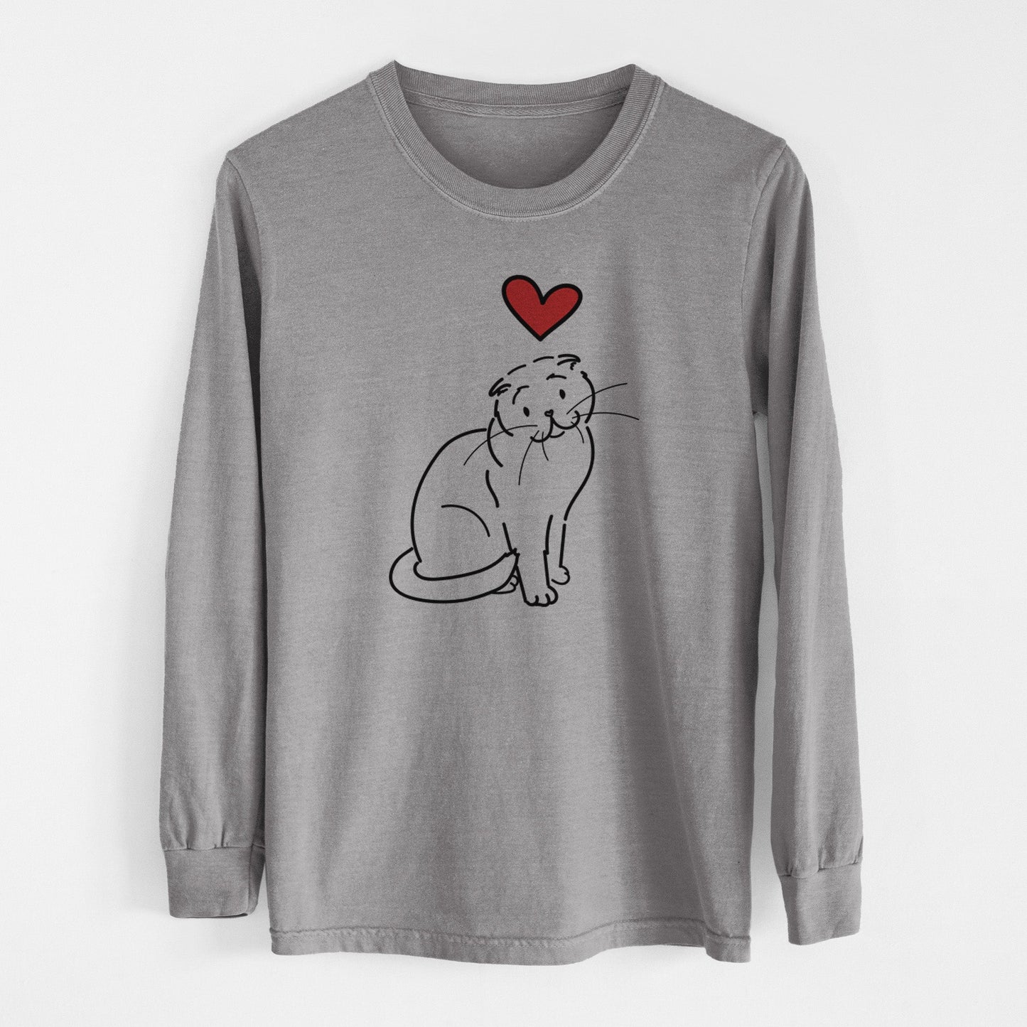 Love Always Scottish Fold Cat - Hank - Heavyweight 100% Cotton Long Sleeve