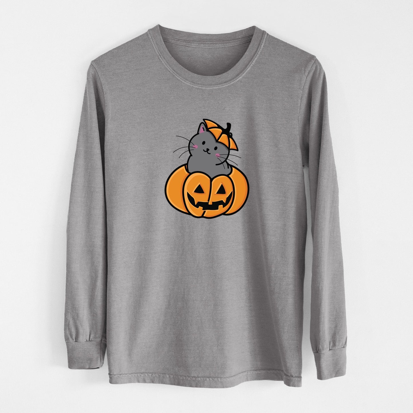 Pumpkin Cat - Black Cat - Heavyweight 100% Cotton Long Sleeve