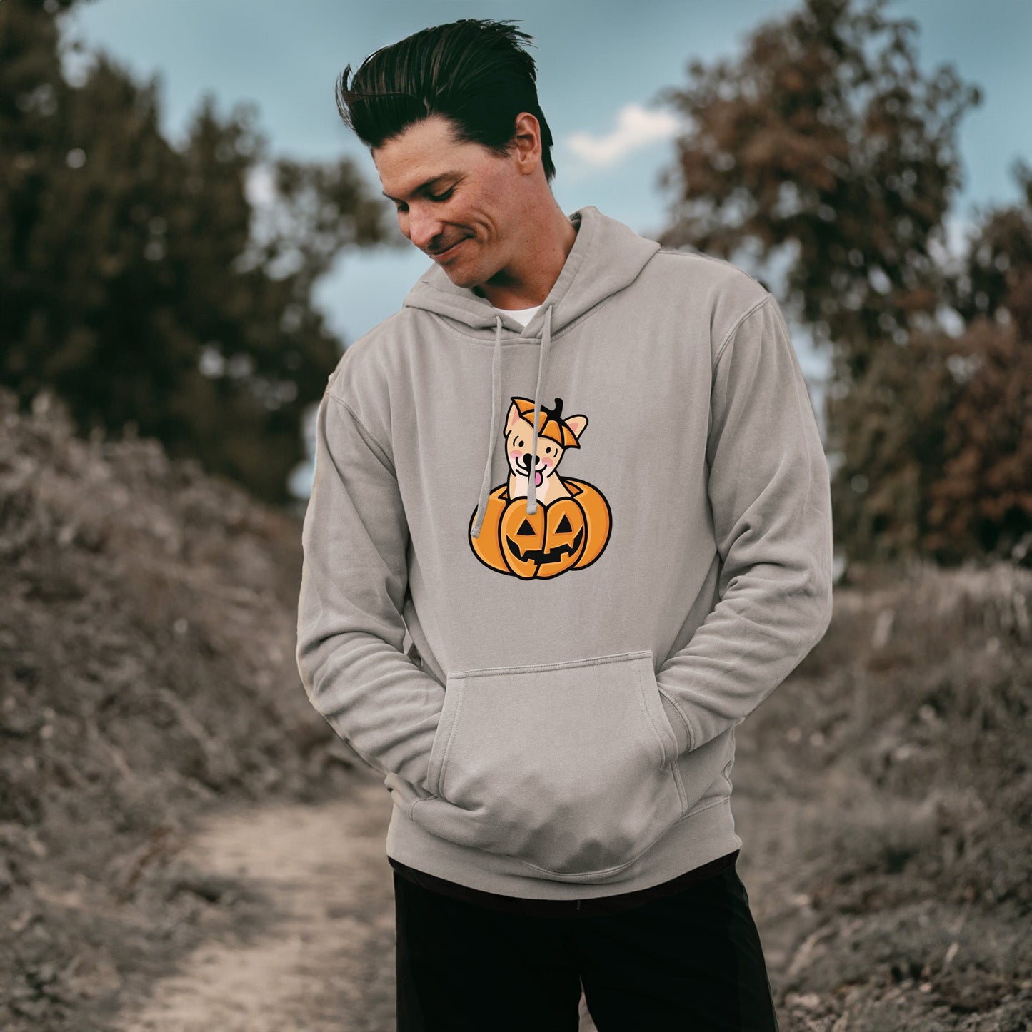 Pumpkin Pup - Chihuahua - Unisex Pigment Dyed Hoodie