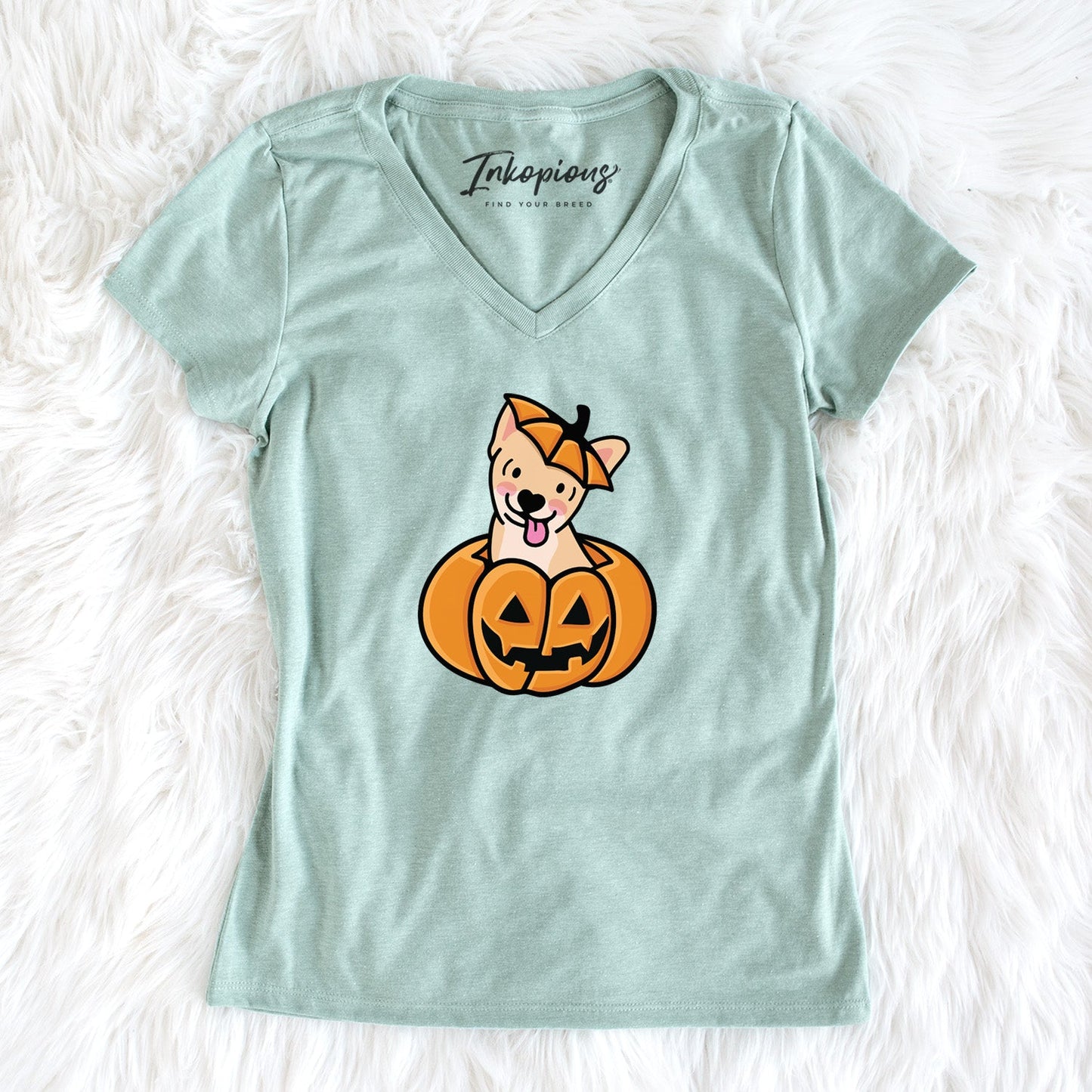 Pumpkin Pup - Chihuahua - Women's Perfect V-neck Shirt