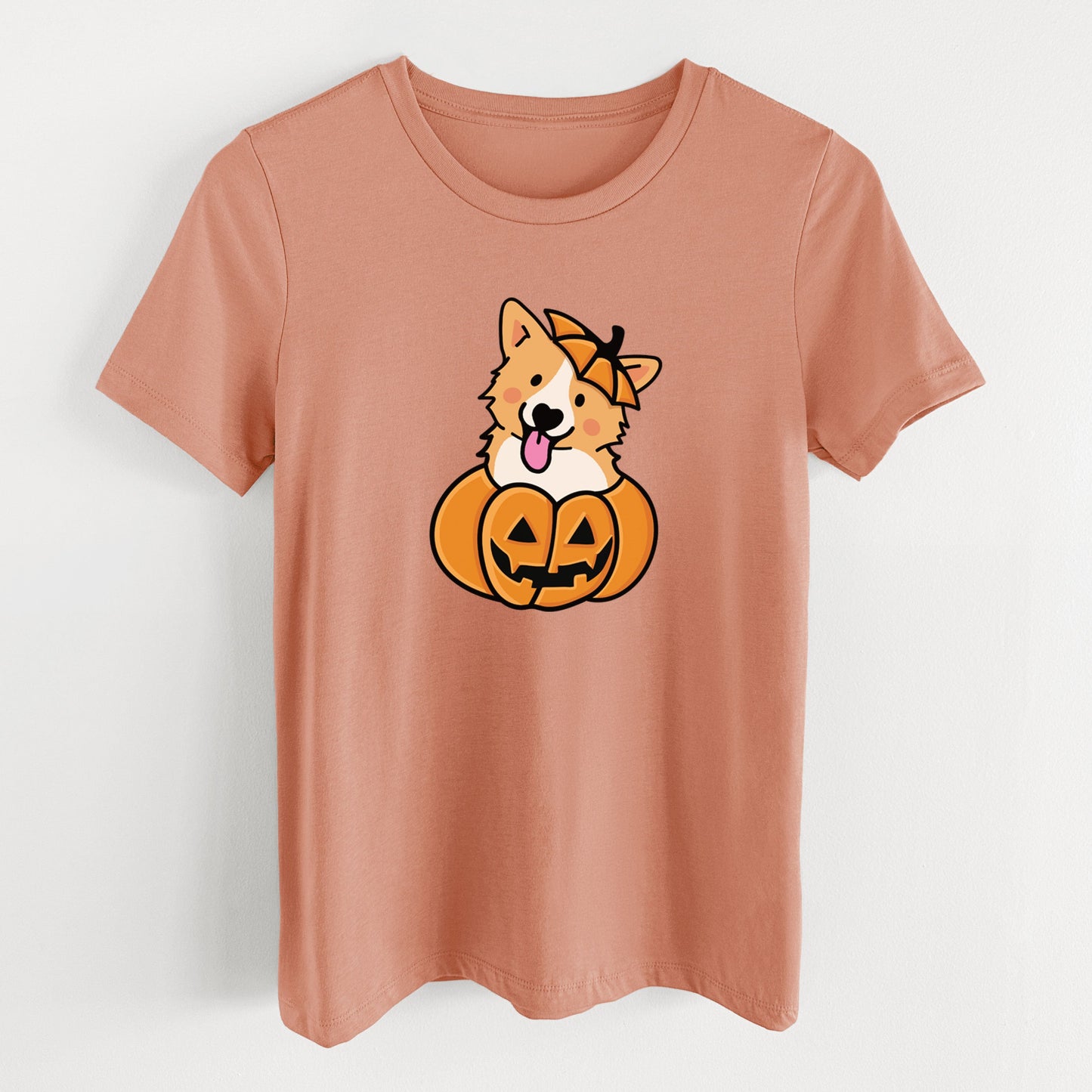 Pumpkin Pup - Corgi - Women's Lightweight Relaxed Fit 100% Cotton Crewneck