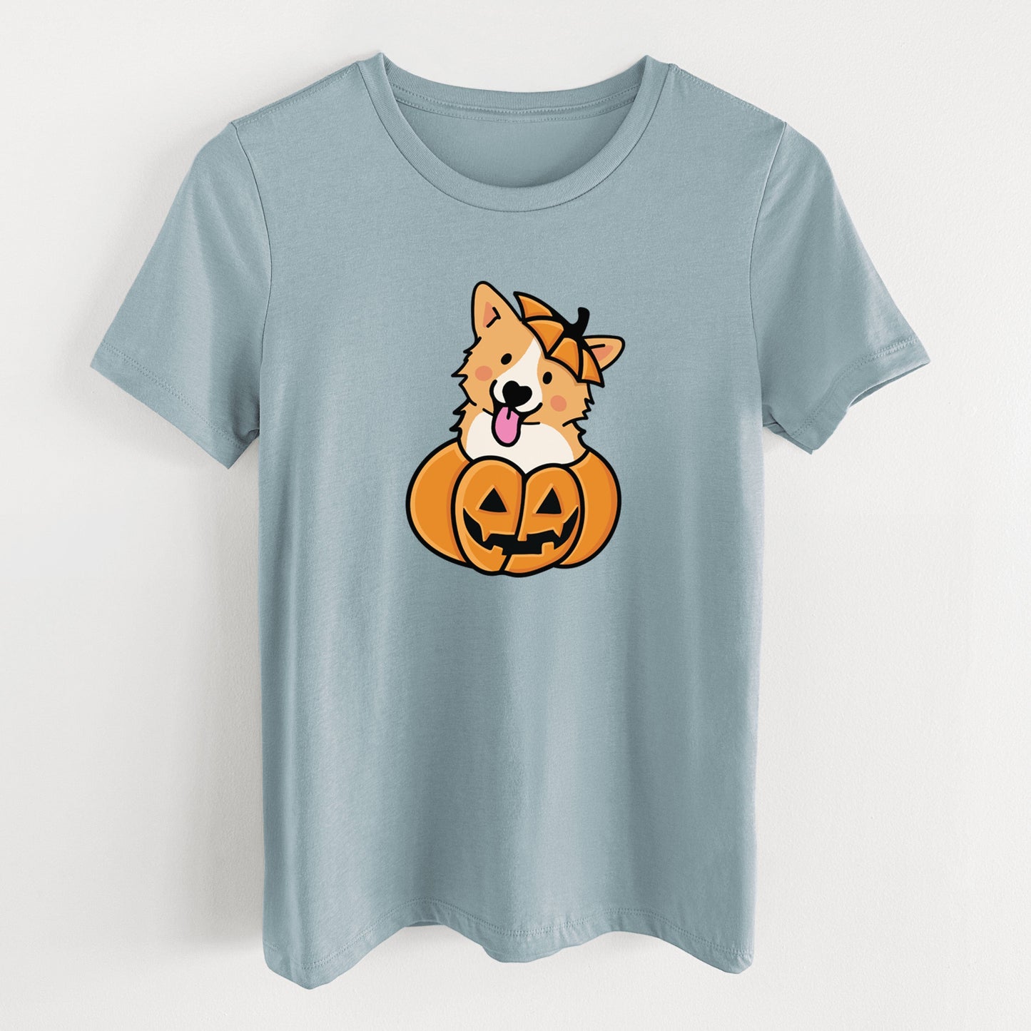 Pumpkin Pup - Corgi - Women's Lightweight Relaxed Fit 100% Cotton Crewneck