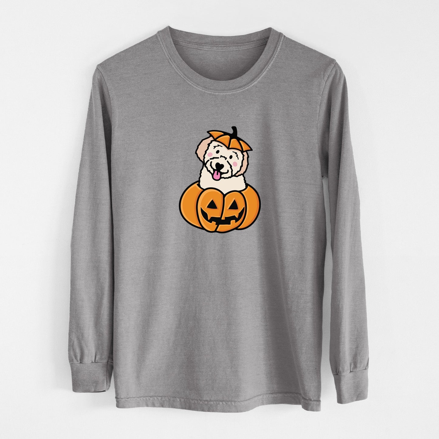 Pumpkin Pup - Doodle - Heavyweight 100% Cotton Long Sleeve