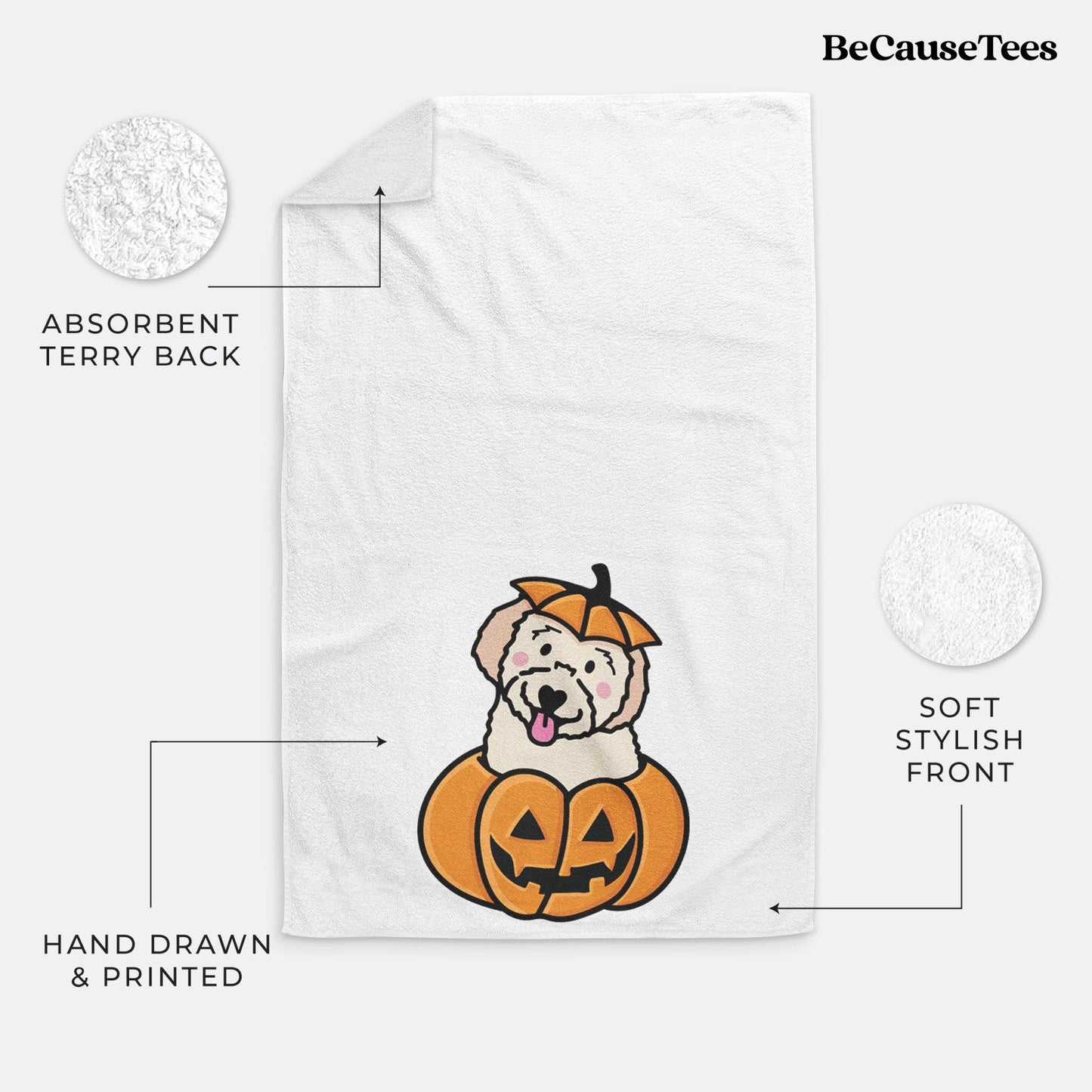 Pumpkin Pup - Doodle Hand Towel