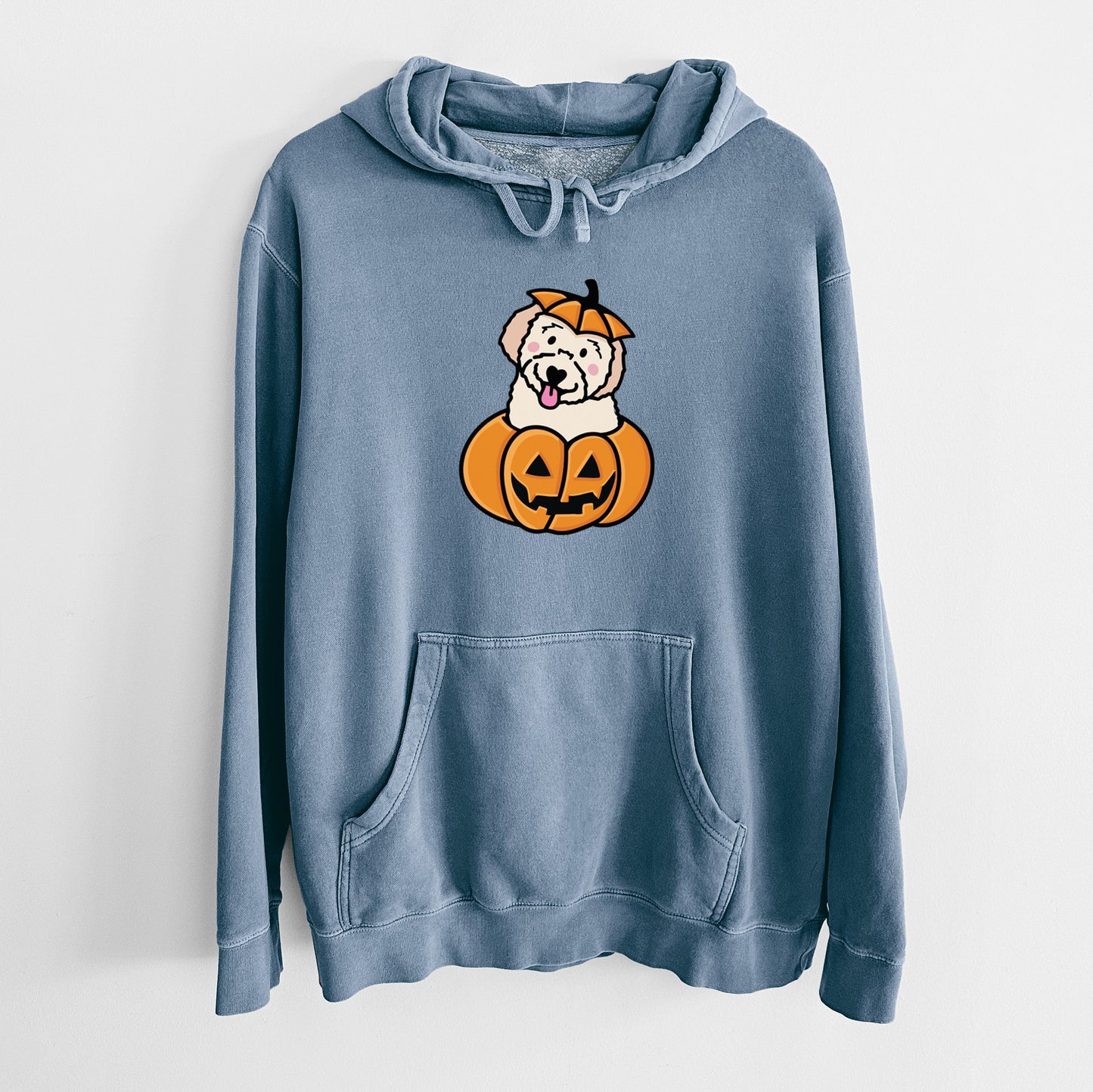 Pumpkin Pup - Doodle - Unisex Pigment Dyed Hoodie