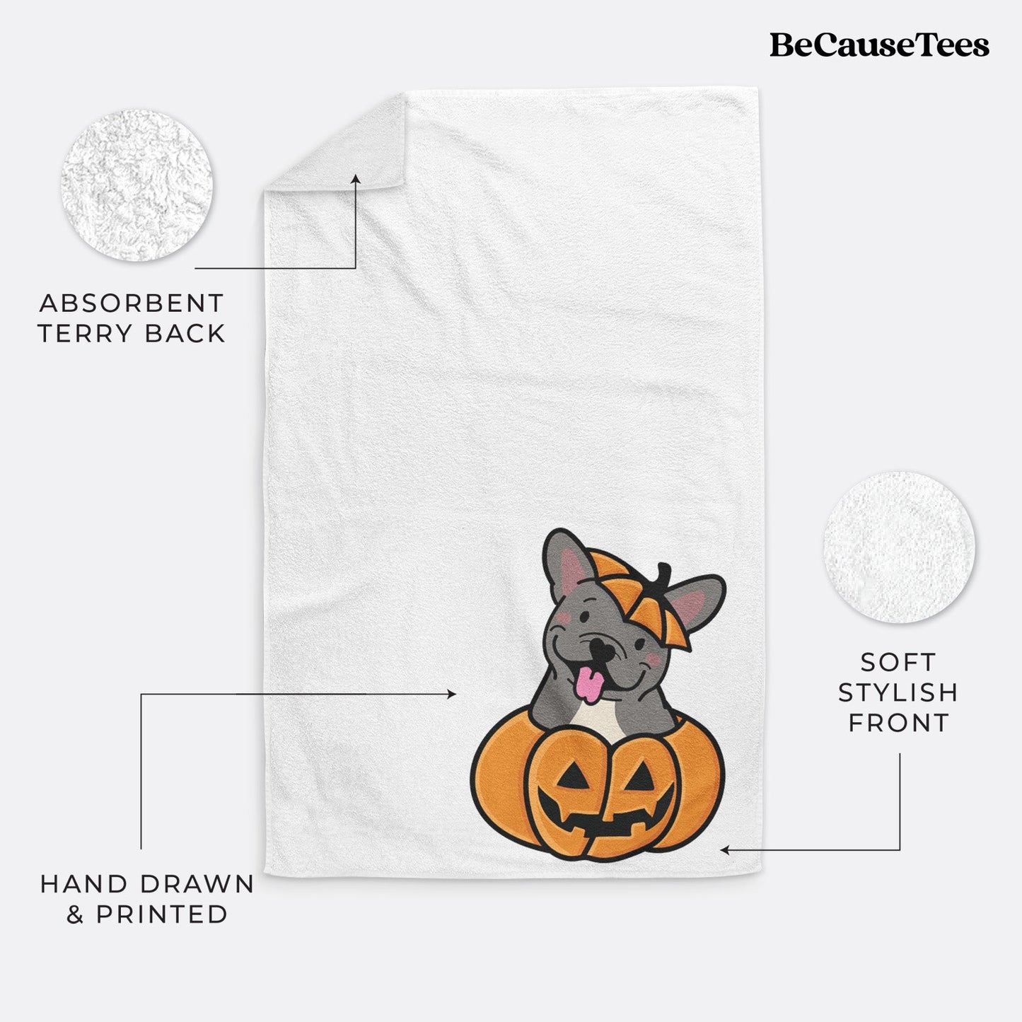 Pumpkin Pup - French Bulldog Hand Towel