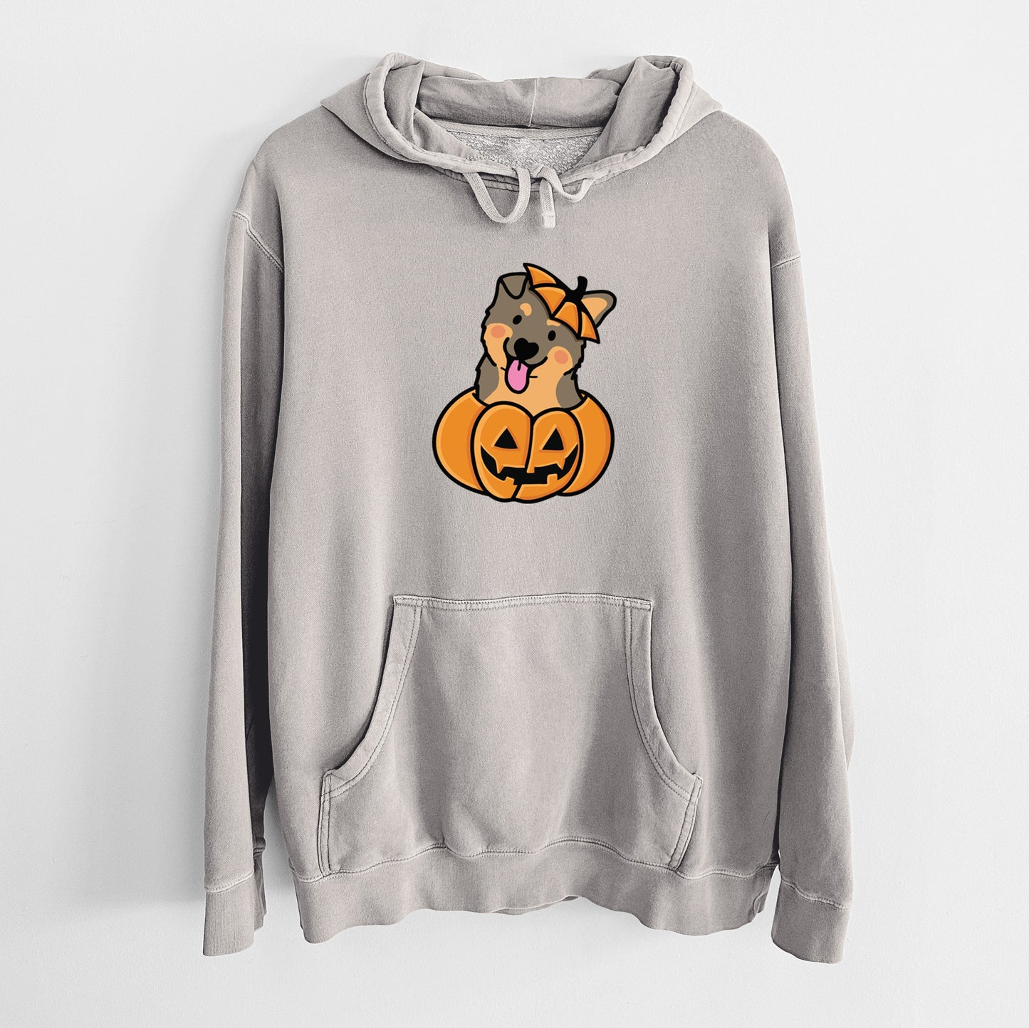 Pumpkin Pup - German Shepherd - Unisex Pigment Dyed Hoodie