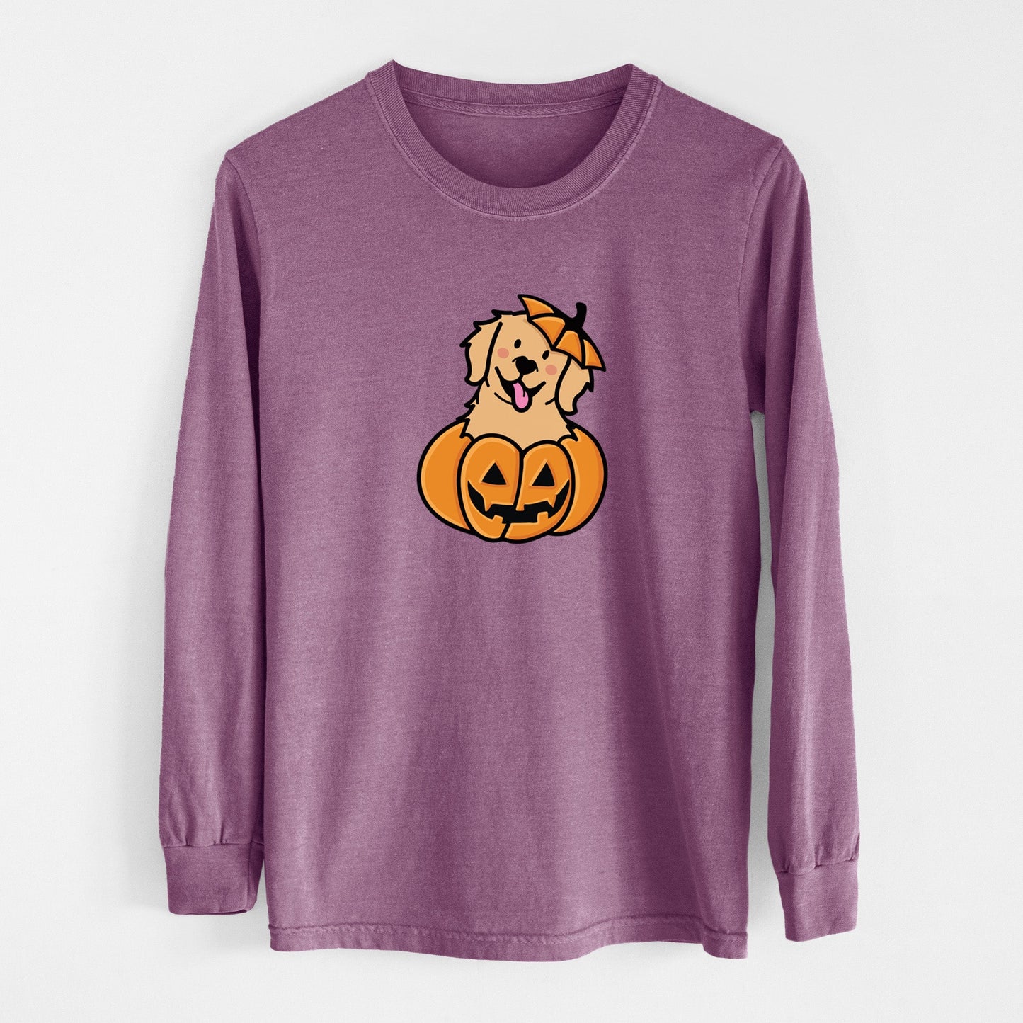 Pumpkin Pup - Golden Retriever - Heavyweight 100% Cotton Long Sleeve