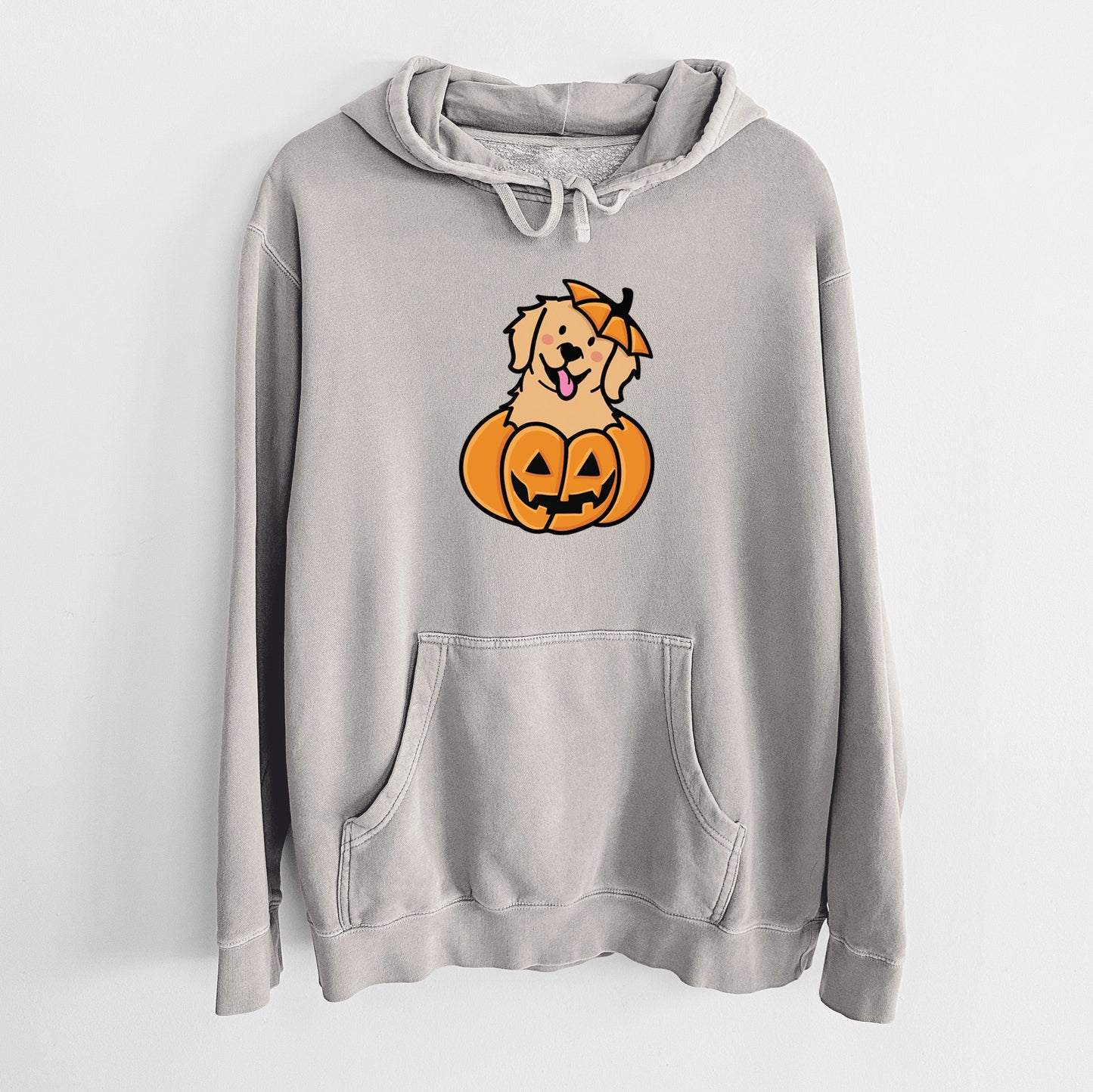 Pumpkin Pup - Golden Retriever - Unisex Pigment Dyed Hoodie
